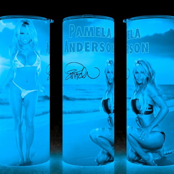 Glow in the Dark Sexy Pamela Anderson on the Beach Cup Mug Tumbler - Picture 1 of 4